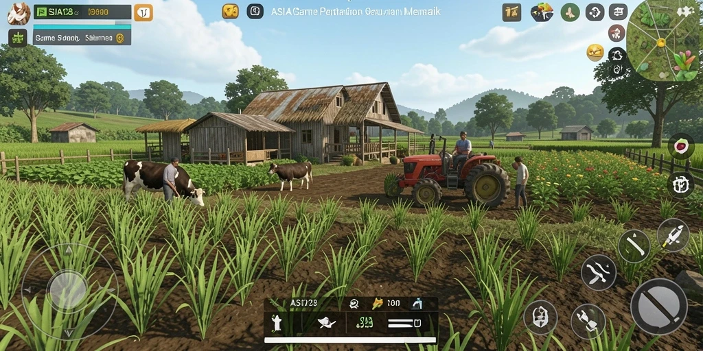 Tampilan gameplay menarik dari ASIA128 dengan aktivitas pertanian.