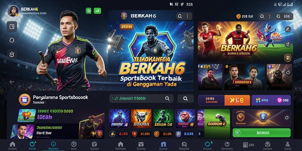 Tangkapan layar utama BERKAH6 menampilkan antarmuka Sportsbook yang menarik.