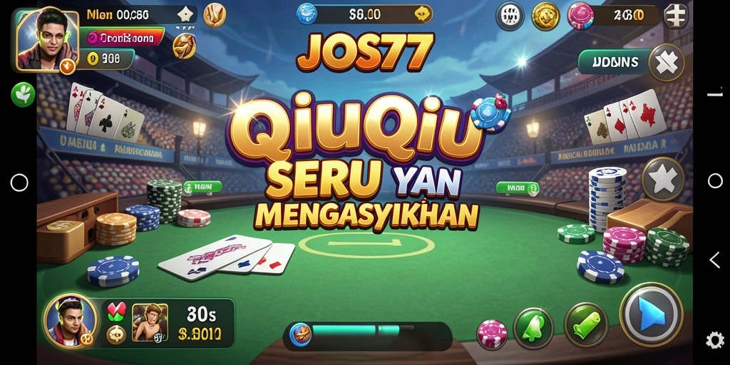 Tampilan gameplay seru dalam JOS77 dengan kartu QiuQiu.