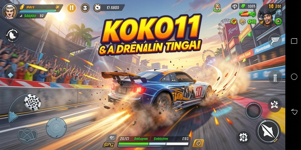 Tangkapan layar KOKO11 menunjukkan aksi balapan yang seru dan menegangkan.