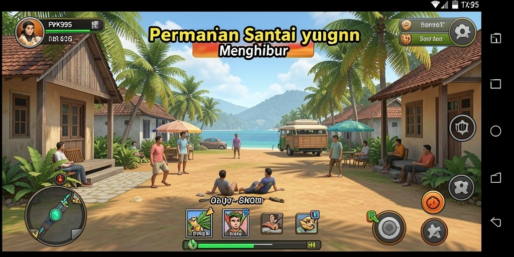 Tampilan gameplay PK95 yang penuh warna dan menarik.