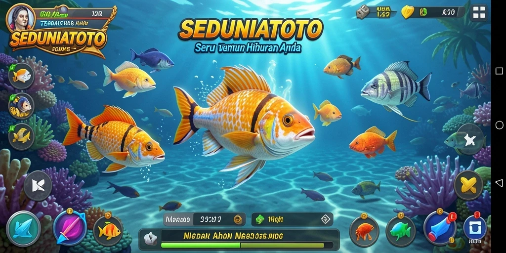 Tampilan gameplay menarik dari SEDUNIATOTO saat menembak ikan.